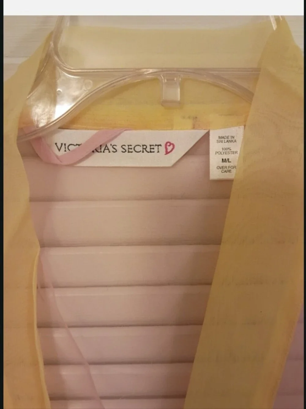 Victoria's Secret Pink Sheer Robe with Yellow Trim